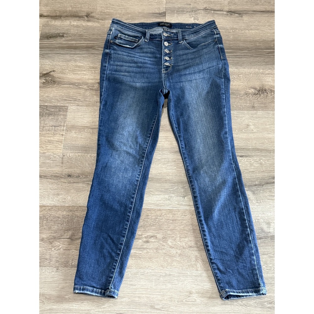 Judy Blue High Rise Button Fly Skinny Jeans Medium Wash  Size 11/30